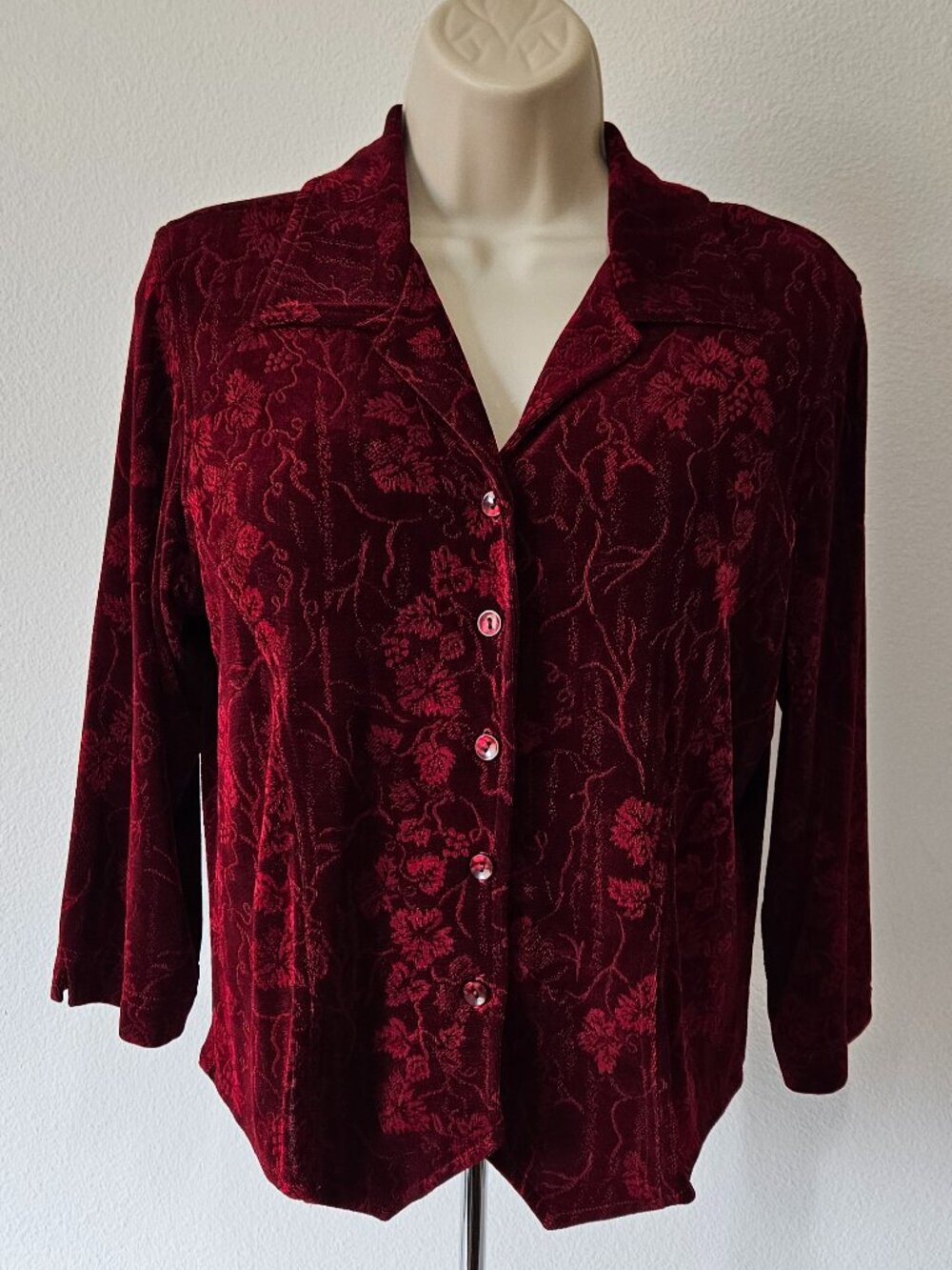 Coldwater Creek Floral 3/4 Sleeve Button Front Jacket Top